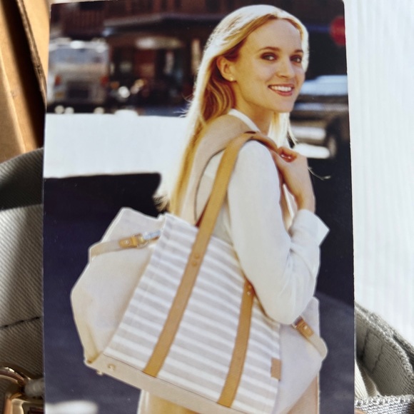 Skip Hop Highline Diaper Bag Tote Oyster Stripe Brown with Changing Pad NWT - Picture 3 of 3